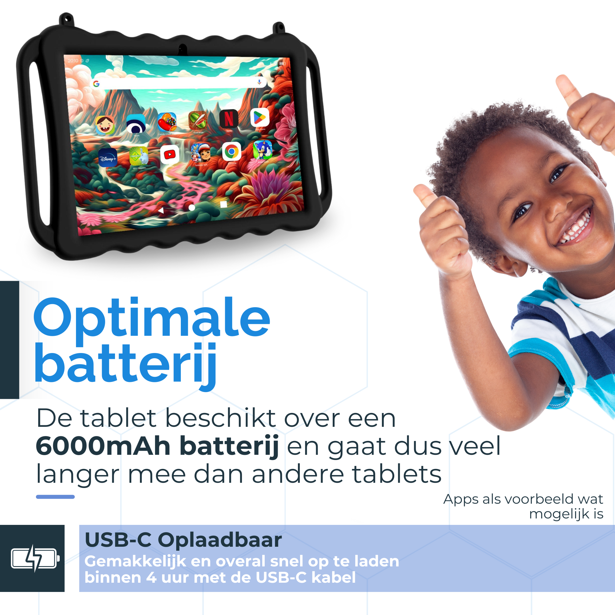 NilaFee® Educatieve Kindertablet - Tablet kinderen - 128 GB - Octocore - Complete Set Play Store - Simkaart - Ook voor volwassenen - Ophangkoord Auto - Pen - Kids Tablet - Oudercontrole - Kindertablet vanaf 3 jaar - Zwart