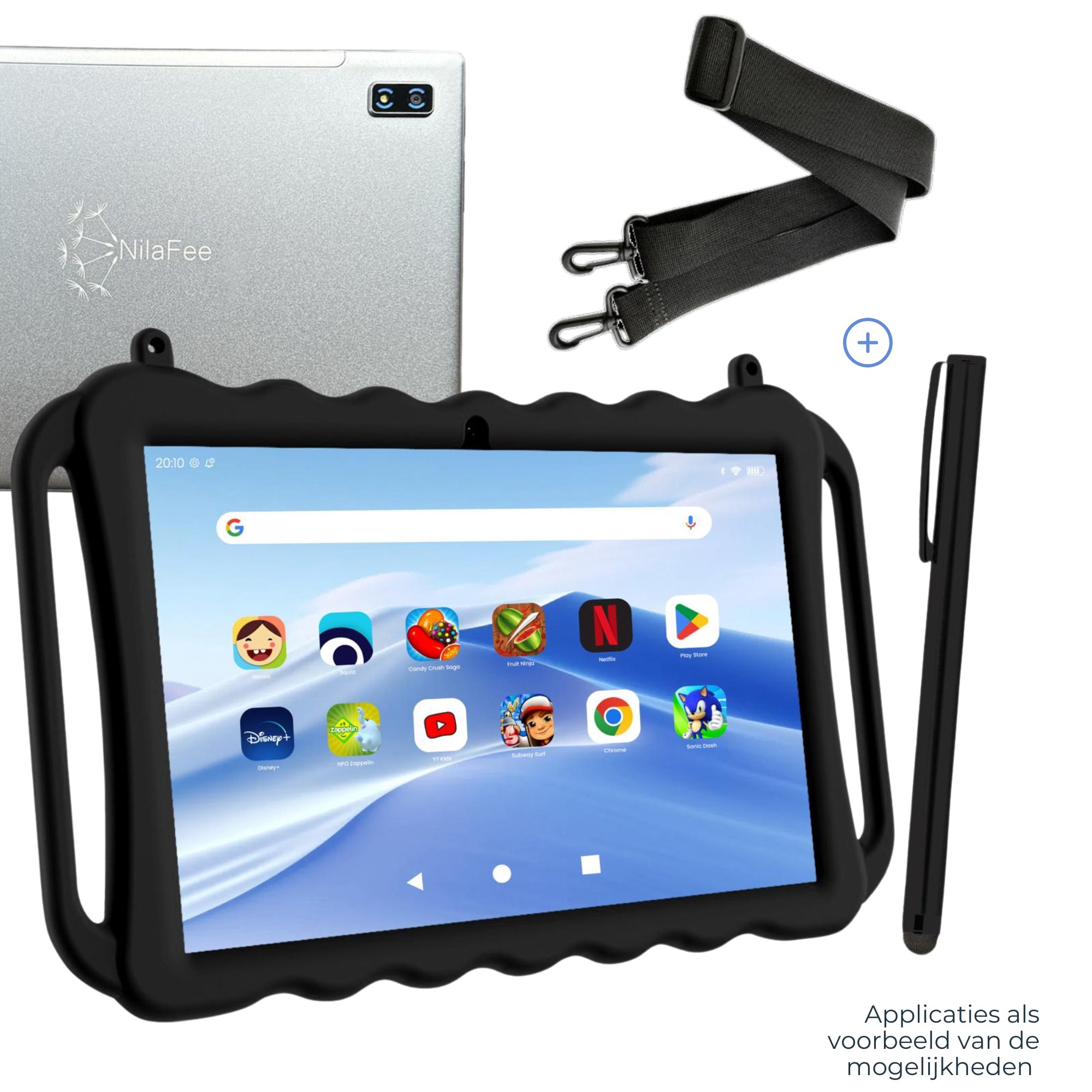 NilaFee® Educatieve Kindertablet - Tablet kinderen - 128 GB - Octocore - Complete Set Play Store - Simkaart - Ook voor volwassenen - Ophangkoord Auto - Pen - Kids Tablet - Oudercontrole - Kindertablet vanaf 3 jaar - Zwart
