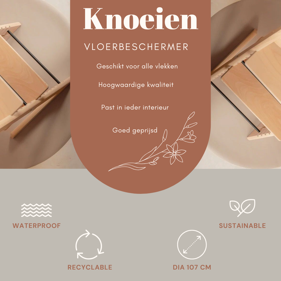 NilaFee - Knoeimat - Vloerbeschermer - Kinderstoel - 107 cm - PVC - Verschillende kleuren - Licht zand