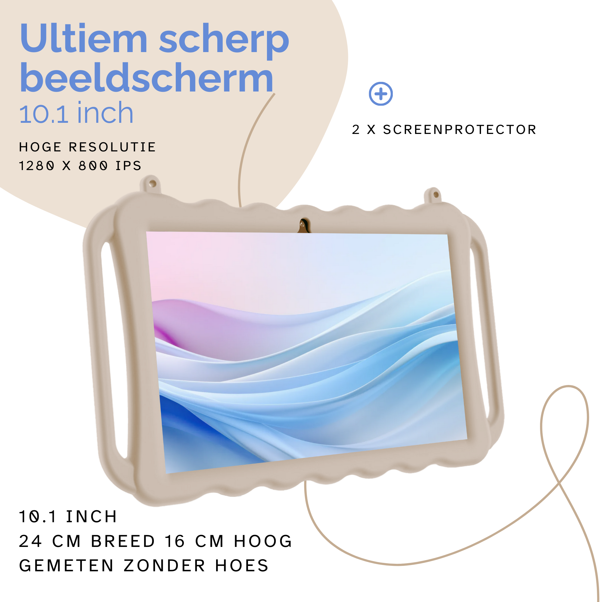 NilaFee® Educatieve Kindertablet - Tablet kinderen - 128 GB - Octocore - Complete Set Play Store - Simkaart - Ook voor volwassenen - Ophangkoord Auto - Pen - Kids Tablet - Oudercontrole - Kindertablet vanaf 3 jaar - Zand