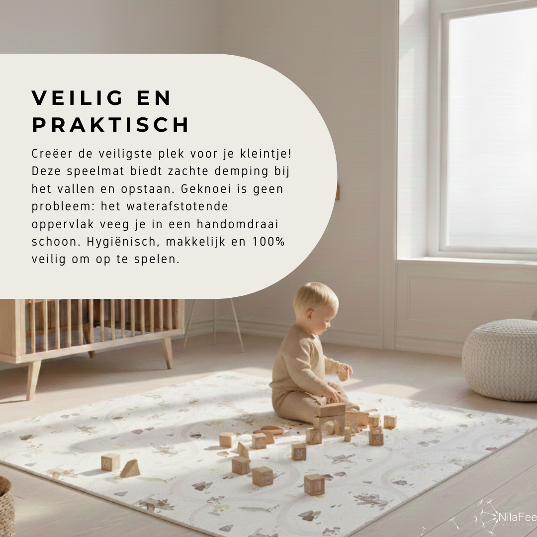 NilaFee - Speelmat Baby - Opvouwbaar - Dubbelzijdig - Brown Terrazzo - Vliegtuig