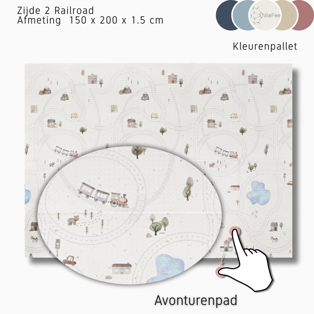 NilaFee - Speelmat Baby - Opvouwbaar - Dubbelzijdig - White Terrazzo - Avonturenpad