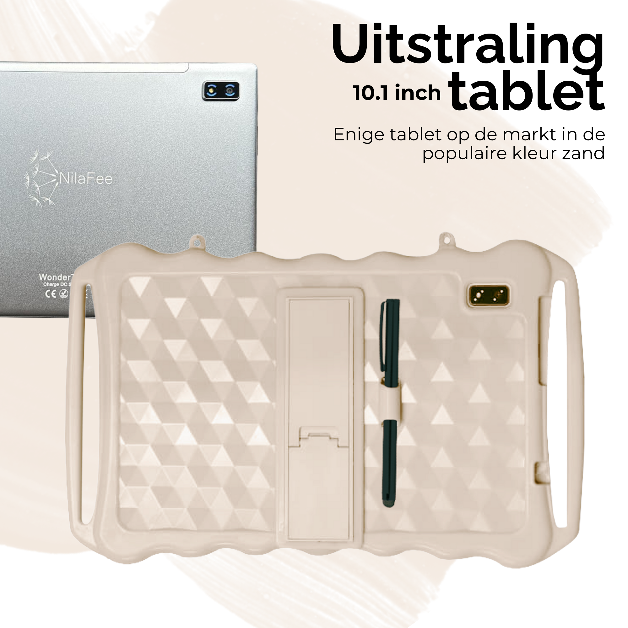 NilaFee® Educatieve Kindertablet - Tablet kinderen - 128 GB - Octocore - Complete Set Play Store - Simkaart - Ook voor volwassenen - Ophangkoord Auto - Pen - Kids Tablet - Oudercontrole - Kindertablet vanaf 3 jaar - Zand
