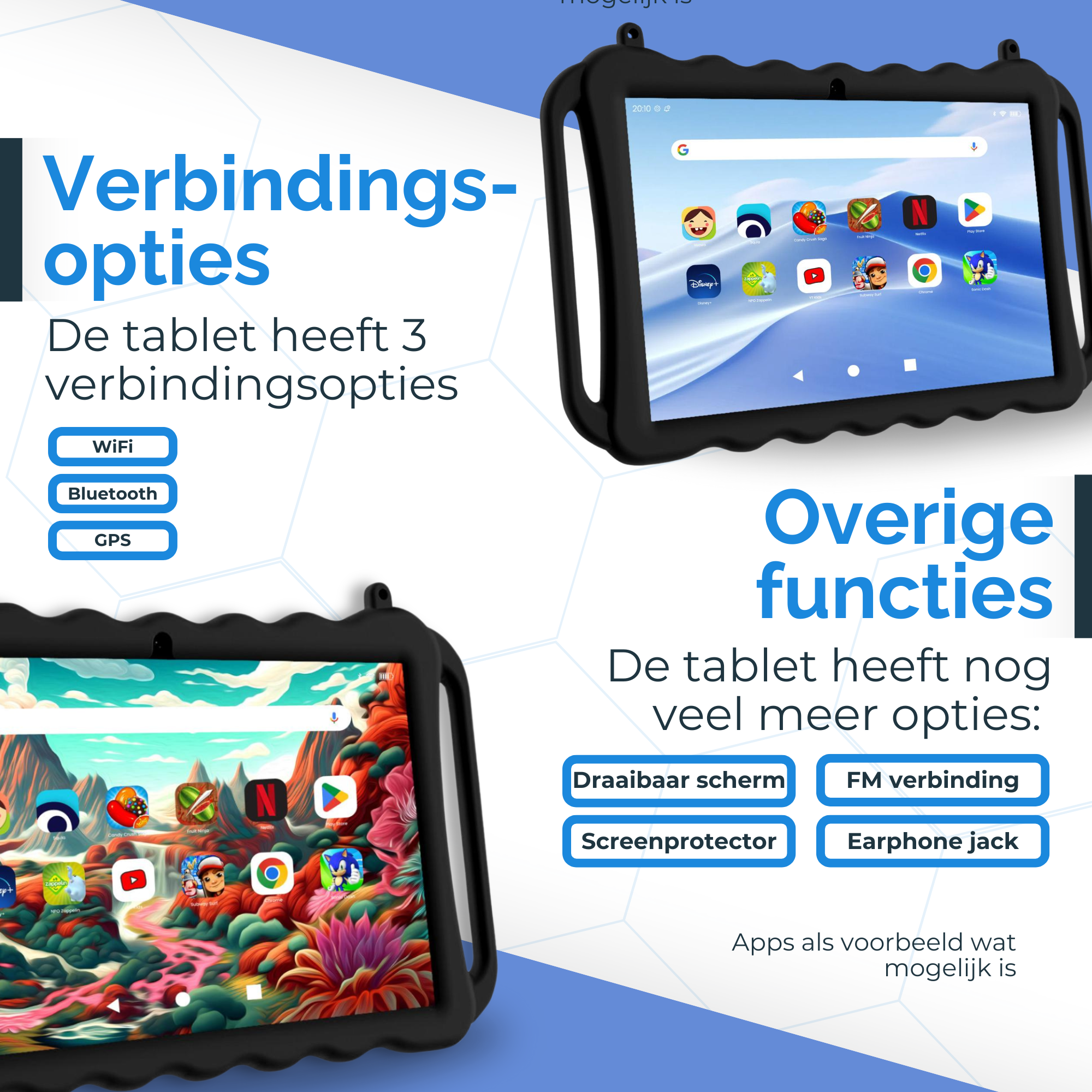 NilaFee® Educatieve Kindertablet - Tablet kinderen - 128 GB - Octocore - Complete Set Play Store - Simkaart - Ook voor volwassenen - Ophangkoord Auto - Pen - Kids Tablet - Oudercontrole - Kindertablet vanaf 3 jaar - Zwart