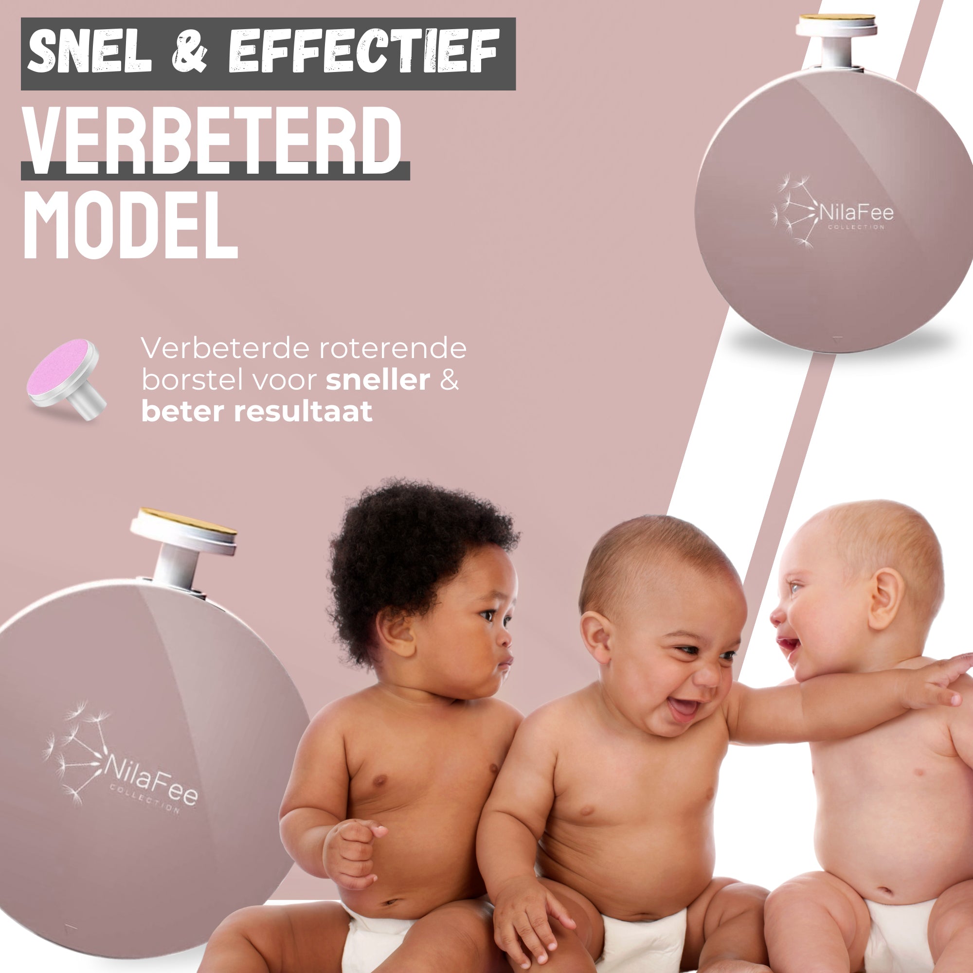 NilaFee® Elektrische Babynagelvijl - Veilig & Geruisloos met 7 Opzetstukken voor Baby's, Peuters en Puppies - Inclusief Batterij