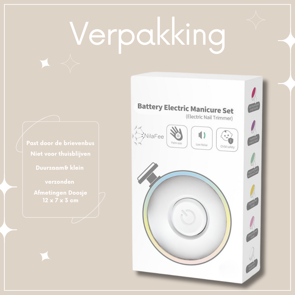 NilaFee® Elektrische Babynagelvijl - Veilig & Geruisloos met 7 Opzetstukken voor Baby's, Peuters en Puppies - Inclusief Batterij